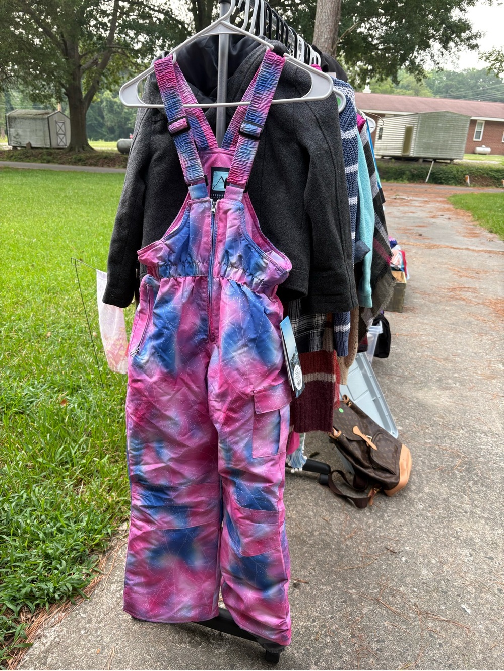Iceberg Pink & Blue Tie-Dye Kids Snow Bibs